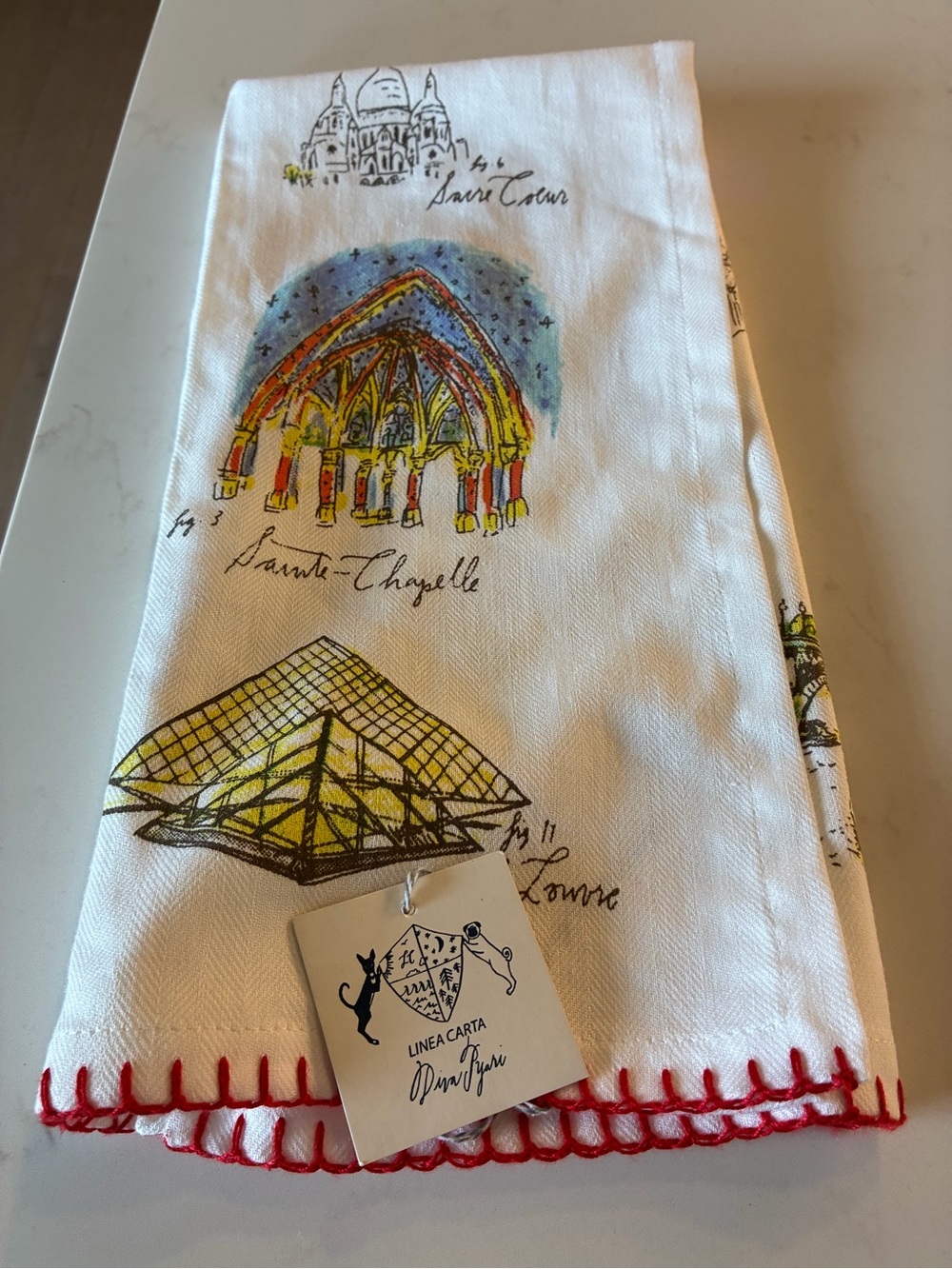 Anthropologie Linea Carta by Diva Pyari tea towel featuring Paris Lamdmatks
